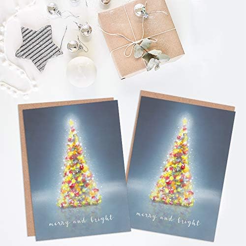 Wee Blue Coo Christmas Cards 6 Pack - Tree Lights Merry Bright Set Xmas Cards, 17.5 x 12.5 cm - Image 3
