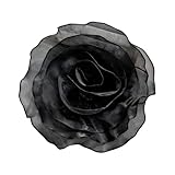 10inch Extra Large Flower Brooch Pin for Women Fashion Dainty Organza Satin Fabric Big Camellia Brooches Lapel Pins Wedding Dance Party Dress Accessories Exaggerated Jewelry Gift (Black)