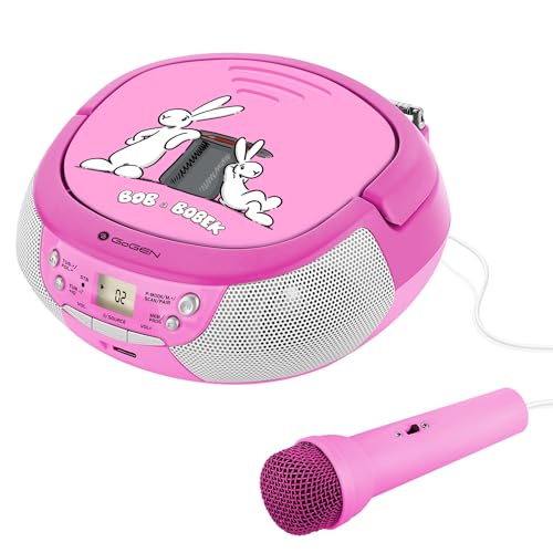 GOGEN Karaoke CD-Player I Bluetooth I USB Port I Karaokemikrofon I Kopfh&ouml;reranschluss I Karaokeplayer I Pink