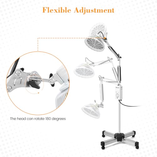 Image of TDP Far Infrared Mineral Heat Lamp, 250W Adjustable Infrared Light, 5-Level Timer, Safe Anti-Burn Design, Ideal for Relaxation and Comfort