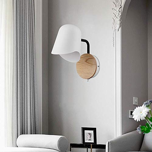 Lumière murale E27 créative en fer forgé d'art au design épuré blanc - 8