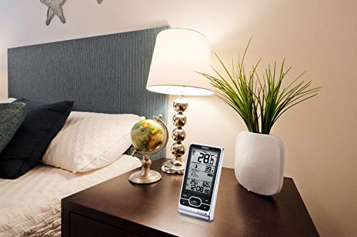 Oregon Scientific BAR208HGX Advanced Wireless Weather Station with Temperature Forecast, Ice Alert, Self-setting Atomic Clock, Month/Day Calendar, Large LCD, Moon Phase, Silver