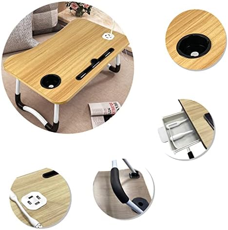 Update 2022 Laptop Bed Table for go back to school gift , Portable Bed Tray Foldable Lap Desk Sturdy Portable Cup Holder for Eating, Writing, Reading, Working on Bed/Couch/Sofa (White)