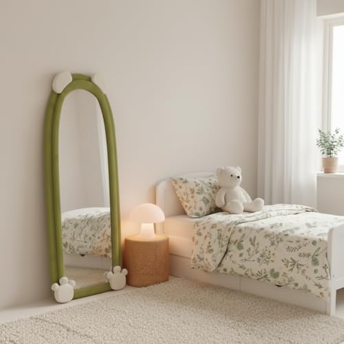Image of APRODZ Full Length Bear Dressing Mirror | Floor Standing Full Body Mirror with Cute Bear Frame | Decorative Bedroom & Clothing Store Fitting Mirror for Home, Kids Room & Studio