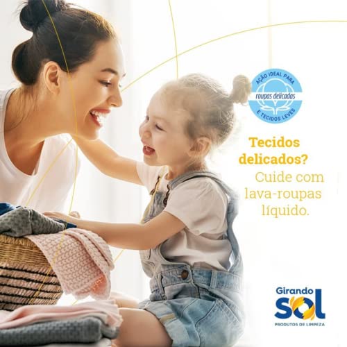 Girando Sol Lava Roupas Líquido Glicerina 1L Sabão Líquido Lava Roupa Perfumado Amarelo Ação Delicad