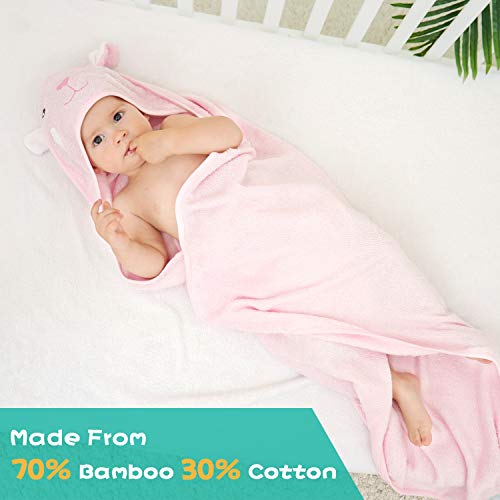 Touchat Bamboo Hooded Baby Towels, Ultra Soft And Hypoallergenic Baby Bath Towels With Hood For Toddler Infant Newborn, Large And Absorbent Toddler Towels For Baby Boy Girl (Rabbit, 35''X35'') #TOP5