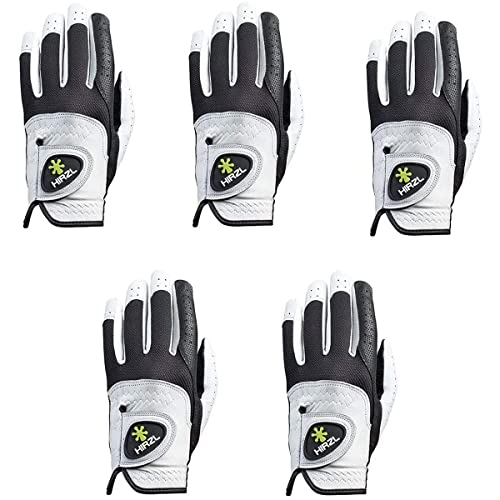 Hirzl Trust Control 2.0 – Men's All-Weather Golf Glove (White/Black) | Kangaroo Leather Palm - Cabretta Leather Backhand | Trusted By Pro’s, Extra Large, Worn On Left Hand (Pack Of 5) #TOP15