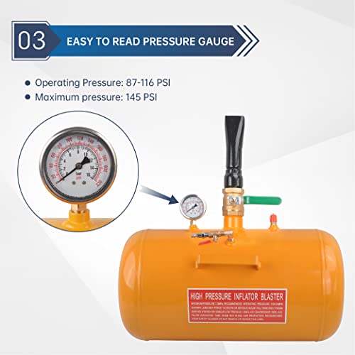 Image of 10 Gallon Air Tire Bead Seater Blaster Tool Seating Tire Inflator-145PSI Tire Bead Seating Tool for Car Truck ATV Tank,Yellow