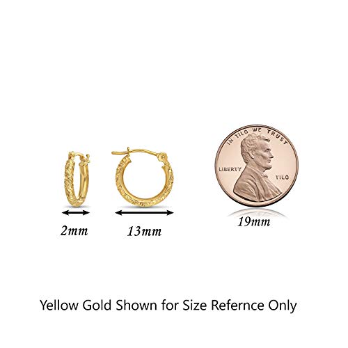 Image of 14k Gold Hand Engraved Diamond-cut Round Hoop Earrings, (0.5 inch Diameter)