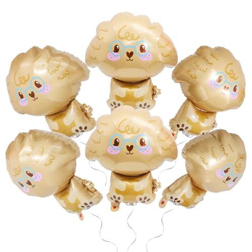 Deermon 6 Pack Cute Cartoon Puppy Dog Head Balloons, Pet Dog Animal Mylar Balloon For Birthday, Baby Shower, Adopt Puppy Party, Halloween Decoration Party Supplies