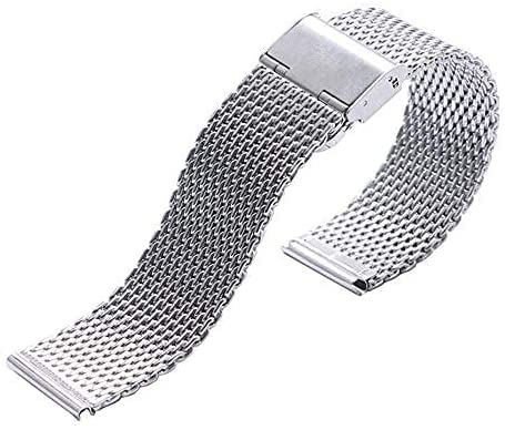 Bracelet de montre 20mm 22mm en maille argentée acier inoxydable boucle crochet