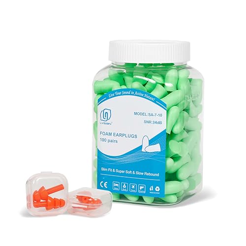 LYSIAN 100 Pairs Slim Foam Ear Plugs for Small Ear Canals Women, 35dB SNR Noise Canceling Sound Blocking Reduction Earplugs for Sleeping, Snoring, Work, Shooting, Studying, Loud Noise