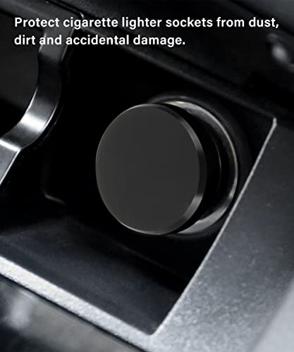 Yakefly Universal Cigarette Lighter Plug Cover,Aluminum Cigarette Lighter Socket Cover Cap,Dustproof Car Cigarette Lighter Plug Parts,Waterproof Dustproof Plug,Aluminum Plugs Car Decoration (Black) #TOP3