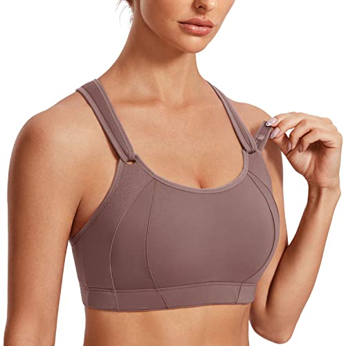 SYROKAN Women's Sports Bra Front Adjustable High Impact Support Padded Wireless Racerback Plus Size Running Bra