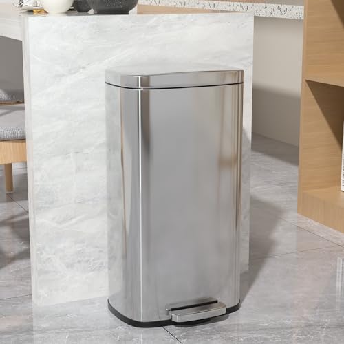 Caneca de basura rectangular 30L con tapa y pedal