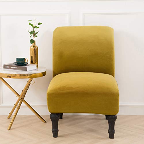 Armless Chair Slipcover Stretch,Velvet Spandex Slipper Chair Covers Accent Chair Cover Armchair Covers Furniture Protector Covers Removable Washable For Home Hotel Living Room #TOP1