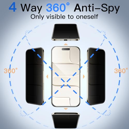 Image of Mr.Shield 360 True Privacy Screen Protector Tempered Glass Guard for iPhone 17 Air, 4-Way Anti-Spy with Easy Installation Kit, 9H Hardness, 3D Curved Edges, Case-Friendly