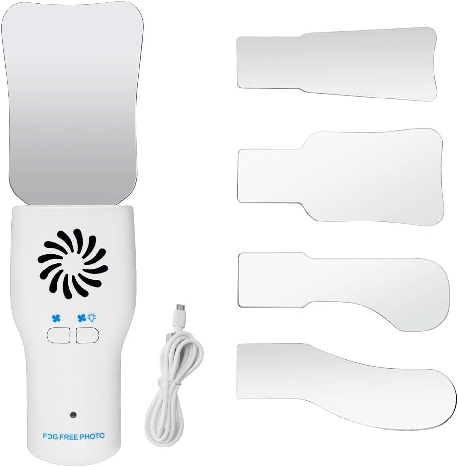 Dental Fog Free Intraoral Photography Mirror Automatic Electric Dental Occlusal Mirror Defogging Reflector Stainless Steel Reflectors with LED Light
