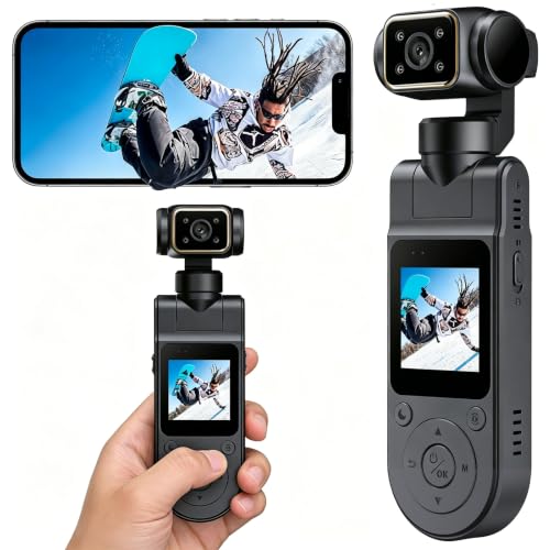 Image of 1080P Handheld Vlog Camera Portable Pocket Action Camera with Rotatable Lens, Mini Body Cam with Audio and Video Recording for Outdoor Sports, Cycling, Travel Vlogging Gimbal Camera