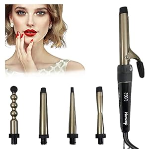 Lockenstab Set-5 in 1 Multifunktions Austauschbare-Lockenstäbe-Einstellbare Temperatur Lockenwickler mit LCD Display-Welleneisen – Keramikbeschichtung Curling Wand für alle Frisuren Lockenstyling