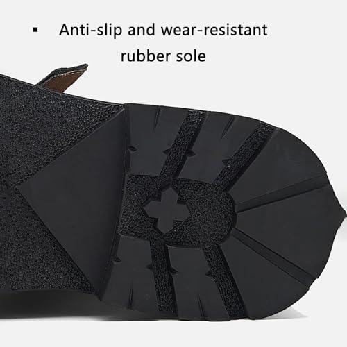 Men's Genuine Leather Classic Fashion Metal Decoration Chunky Heel Penny Loafers ，Comfortable Round Toe Sole Non Slip Wear-Resistant Slip On Business Dress Leather Shoes2