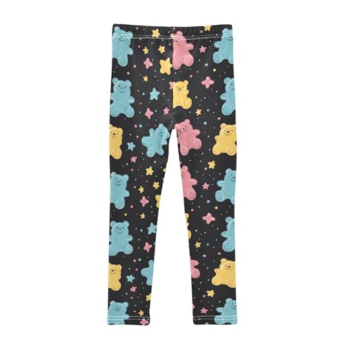 Colorful Gummy Bear and Stars Girls Casual Leggings for Kids Printed Long Pant Bottoms Stretch and Soft2