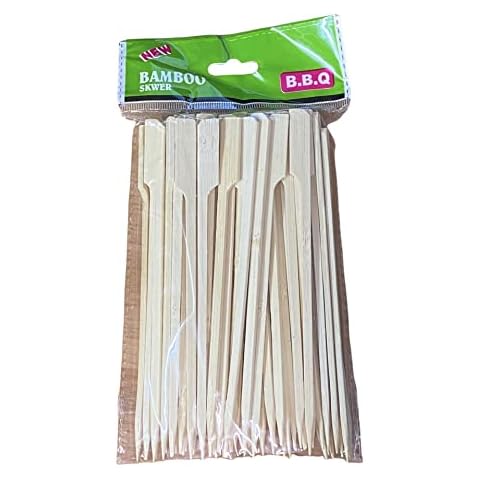 50 Pieces Bamboo Paddle Skewers Barbecue Bamboo Skewers Cocktail Sticks for Barbeque, Kebabs, Burgers, Cocktails, Buffets Party Cover