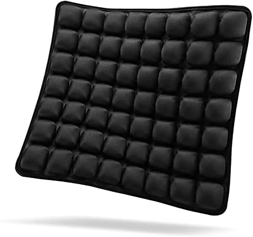 SUNFICON Air Seat Cushion Inflatable Comfort Cushion Portable Car Seat Office Chair Wheelchair Pad Anti Bedsore Orthopedics Pain Pressure Relief Cushion Camping Seat Mat w Pump 18"x16" Black