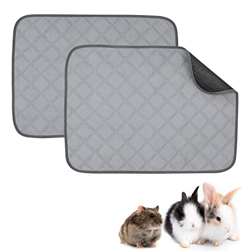 VavoPaw 2 PCS Coussinets de Doublure de Cage en Polaire Lavable Étanche Antidérapant pour Cochon d'Inde | Literie pour Cochons d'Inde | Tapis de Pipi pour Animaux Domestiques - 60 x 45 cm, Gris