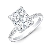Claramos 3 CT Radiant Cut Moissanite Rigs For Women In 14K White Gold & 925 Sterling Silver Solitair