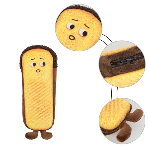 Image of Minache Women Expression Bread Plush Pen Pencil Case Stationery Pouch Ladies Cosmetic Bag