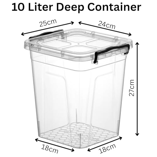 Easy Shopping® Clear Plastic Storage Box Lid Clip Locking Office Home Kitchen Food Container Multi-Purpose (10L Deep Container) - Image 2