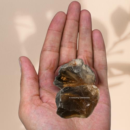 Image of Amazing Gemstone 2 Pieces Smoky Quartz Raw Crystals and Healing Stones, Natural Rocks for Tumbling and DIY Raw Stones and Crystals