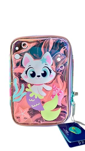 Estojo Grande Escolar Infantil Puket Pet Sereia Verde água