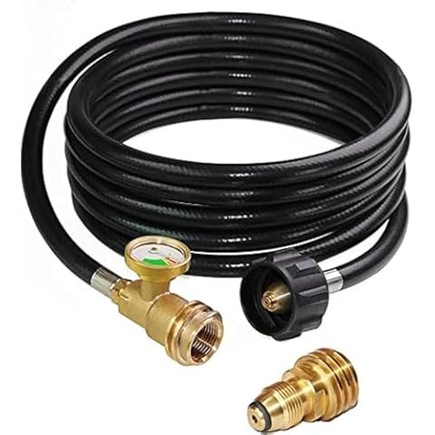 DOZYANT 12 Feet Propane Hose with Gauge,Include Tank Adapter Converts POL 100 lb LP Tank to QCC1 for Gas Grill, Stove and More Propane Appliances Cover