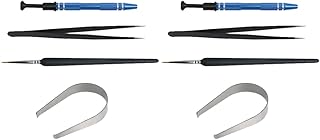 SOLUSTRE 2 Sets PCS Grease tool tweasers keybord Keycap Puller Remover Keyboard Tweezers Mechanical Keyboard Kit Key Cap Puller Brush kits IC Claw product Plated metal