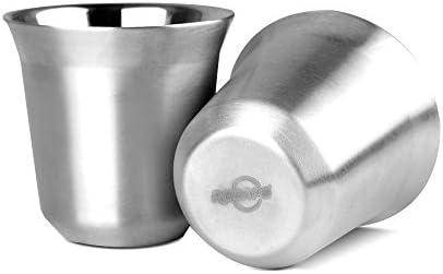 RECAPS 80ml Stainless Steel Espresso Cups Set - 2 Pack Double Wall 304 Stainless Steel Demitasse Cups 2.7oz