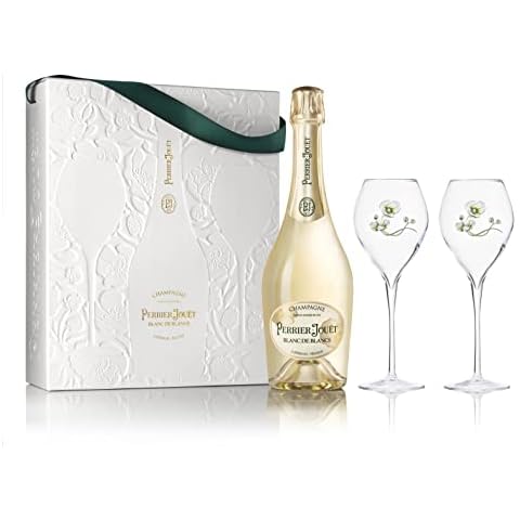 Perrier-Jouët Blanc de Blancs Champagne, 75 cl with 2 Flutes, white Cover