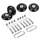 SUMNACON 4 Pcs Schwarz Kofferrollen aus Metall und Gummi 70x24mm Kofferräder für Trolley Gepäckkoffer Räder Gummikoffer Räder Set für Gepäckkoffer