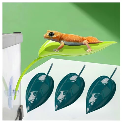 Image of 3PCS Reptile & Fish Tank Leaf Rest Platform - Gecko, Frog, Betta Resting Hammock - Crested Gecko Tank Decor, Suction Cup Leaf Pad(Dark Blue)