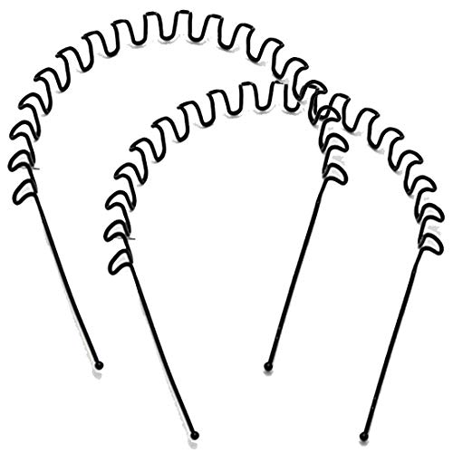 easin Metal Headband Black Pack Of Two Hairbands For Men Women & Girls, Unisex Wavy Spring Sports Headband Hoop Clips Women Accessories Simple Non Slip Wide Headwear Bandeau Outdoors (6)