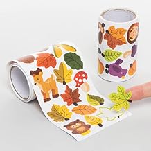 Baker Ross FE631 Autumn Sticker Rolls - Pack of 600, Kids Stickers, Ideal for Childrens Arts and Crafts Projects, Great for Card Making and Scrapbooking, Fall Arts and Crafts