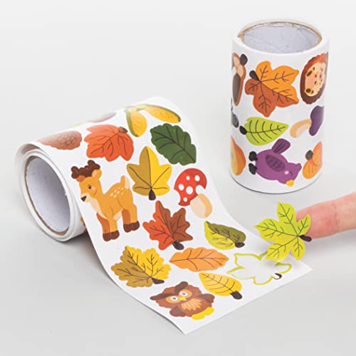 Baker Ross FE631 Rollos de Pegatinas de Otoño - Paquete de 600, Pegatinas para Niños, ideal para Proyectos de Arte y Manualidades para Niños, ideal para hacer Tarjetas y Scrapbooking