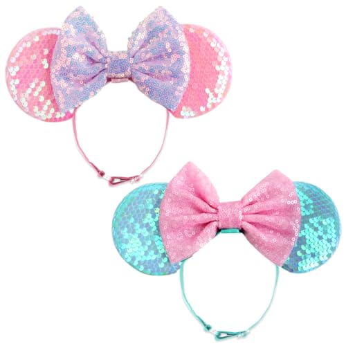AQOKKA Mouse Ears Headbands with Bow Minnie Elatisc Cosplay Costume