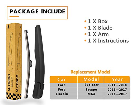 Autoboo Replacement For Ford Explorer 2011-2018, Escape 2013-2018,Lincoln Mkx Rear Windshield Wiper Blade Arm Set-Factory Oe Style #TOP6