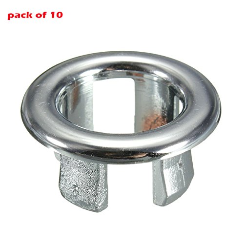 Bathroom Sink Basin Chrome Trim Overflow Hole Round Cover Silver (pack of 10)