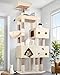 Globlazer Kratzbaum Beige XXL 207 cm mit 3 Lustig Große Katzenhaus 45 * 35cm, Gepolsterte Plattform, Sitzstangen, Katzenkorb, 8 Sisalstämme, Stabil Katzenbaum für Große Katzen Schwere (F81, Beige)