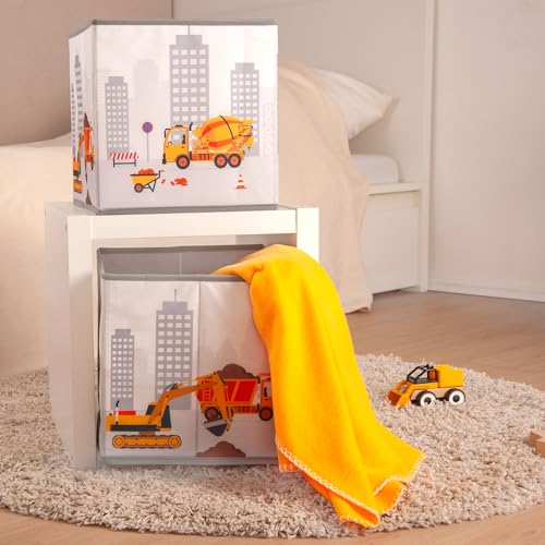 Herding Aufbewahrungsbox Baustelle, Young Collection, ca. 30 x 30 x 30 cm, Aufbewahrung im Regal oder freistehend, 100% Polypropylen, Innen 100% Papier