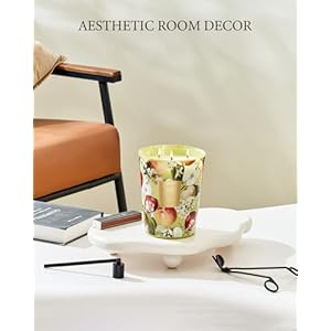 Msense apple crumble scented candle home decor extra large 3 wick natural soy wax candles for home scented christmas candles gift for winter holiday 150 hours long lasting slow burning 35 oz  urban country home decor