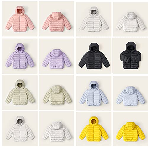 Cozomiz Boys Girls' Winter Coat Light Puffer Down Jacket Hooded Warm Down Coat Outwear Water-Resistant Packable Puffer Jacket Coat 3-4 Years Grey #TOP7